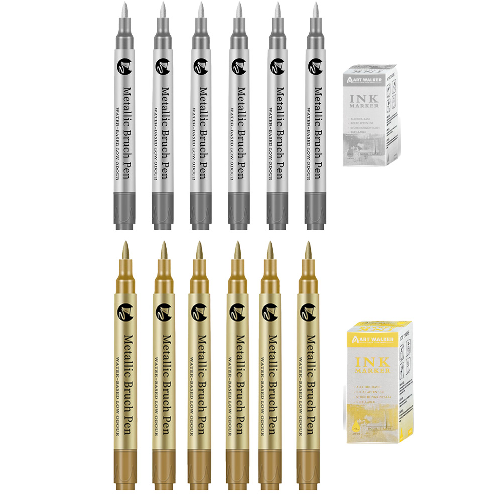 1/2/6/12 Stuks Art Markers Goud/Sliver 1-4MM Pen Tip Hervulbare Inkt Waterdicht voor Schilderen Wielnaaf Kleur Reparatie Schoolbenodigdheden: Clear