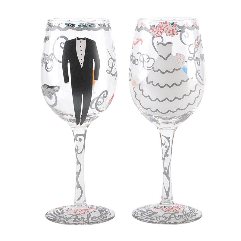 Bryllup champagneglass malt krystall hødu føtter brudekjole forretningsdrakt elskere kopp eske