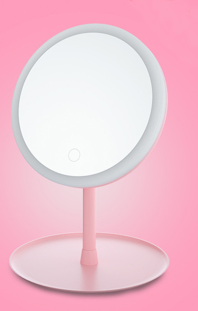 Led makeup mirror зеркало для макияжа touch screen desktop mirror USB rechargeable travel folding bathroom beauty mirrors: with USB  LED light