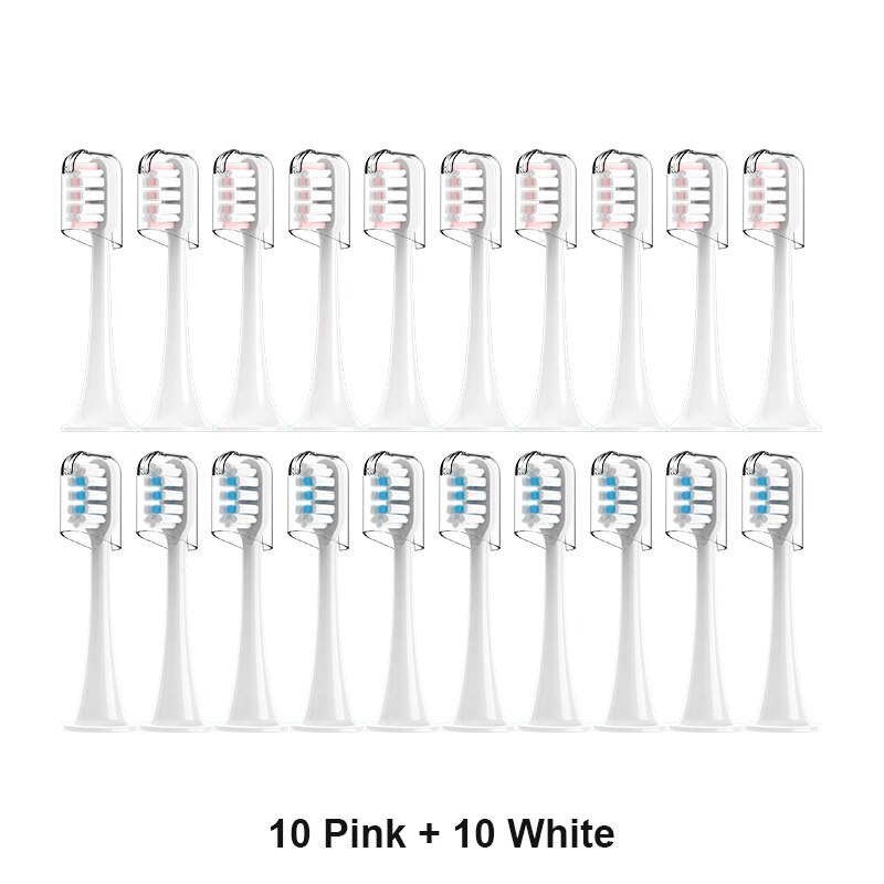 For xiaomi Mijia T300/T500/T700 Sonic Electric Toothbrush Heads Replaceable Refill Nozzles 4 Colors with Anti-Dust Caps 4/20Pcs: Silver