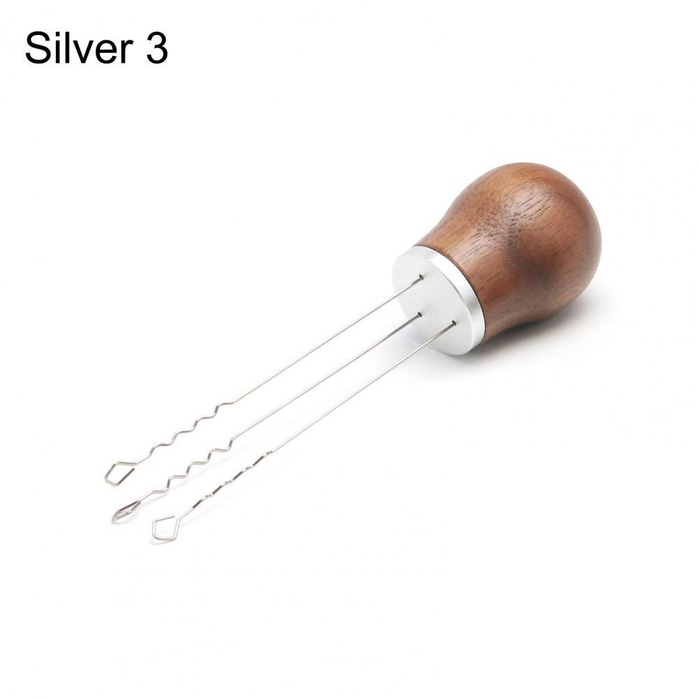 Coffee Distribution Needle Durable Coffee Tamper Leveler Tool Needle Type Wide Application Wood Handle Coffee Stirrer: Silver 1