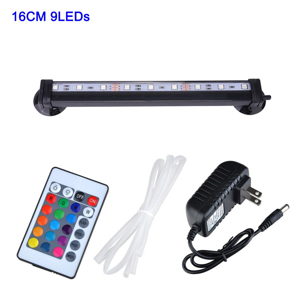 Aquarium Licht Led 16-51 Cm 5050 Rgb Waterdichte Afstandsbediening Lamp Aquarium Fish Tank Onderwater Dompelpompen Licht D30: US 16CM