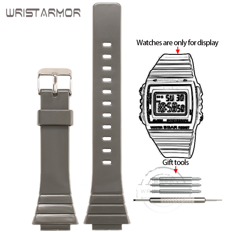 Harz-Uhrenarmband für Casio W-215H W215H W-217H F105W F108WH Uhrenarmband Ersatzarmband 18 mm Gummiarmband: Lila Grün
