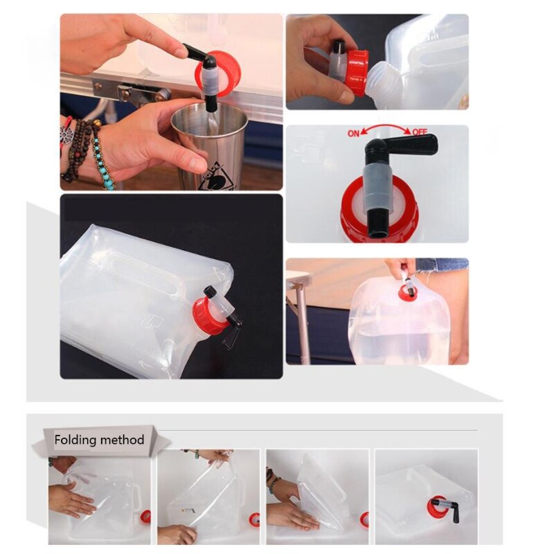 10L/20L Collapsible Plastic Water Tank Container Portable Waterbob Bathtub Water Storage Carrier Bag Camping Hiking Water Bucket