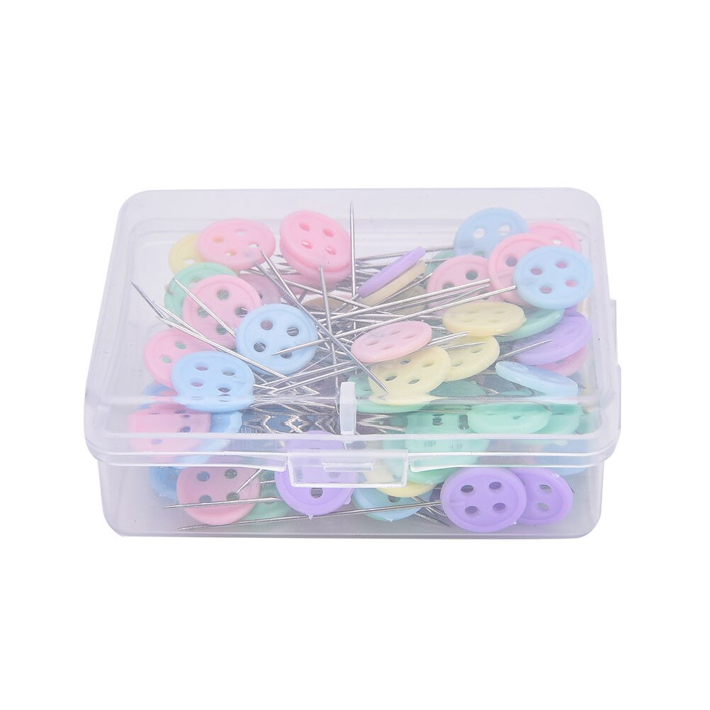 100 stk / æske dressmaking pins patchwork nål syværktøj blomst butterfly knap hoved patchwork pins tøj sy tilbehør: Knap