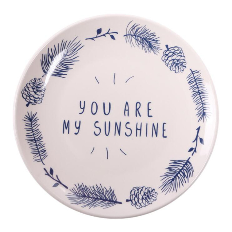 8 Inch Euro Ceramic Plate Porcelain Beef Dishes Dessert Dish Fruit Plate Cake Tray Food Dinnerware 1pc