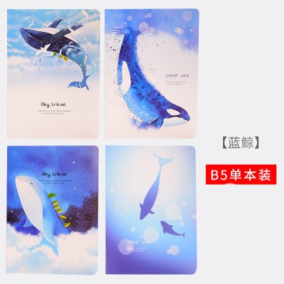 Whale Notebooks B5 Student Stationery Notepad Cute Cartoon Pocket Planner Novelty Schedule Book Office and School Supplies: Purple
