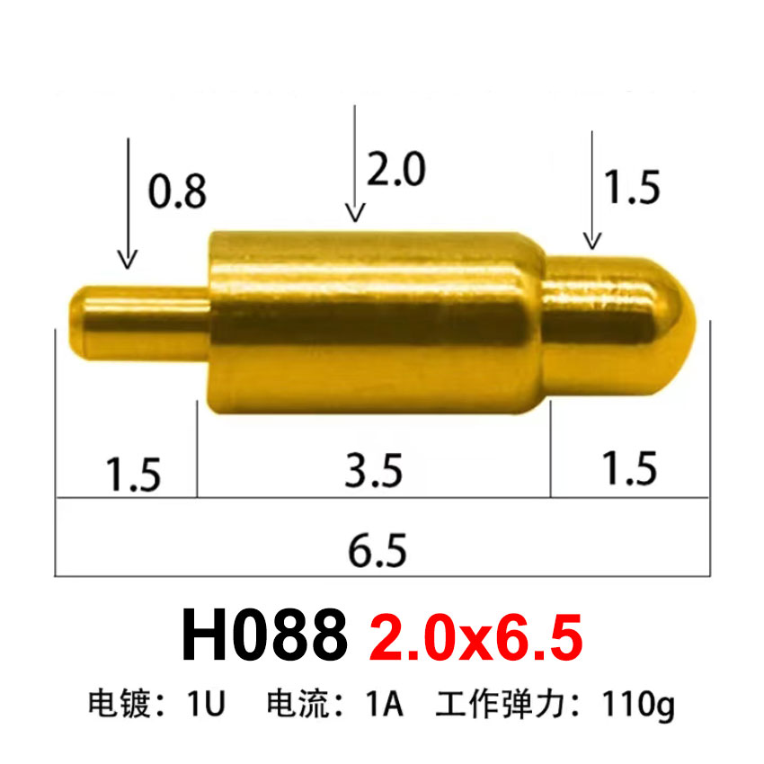 Cltgxdd 1PCS Pogo Pin Connector Pogopin Spring Loaded Contact SMD Needle PCB High Current Charging Conductive Test Probe: Gold