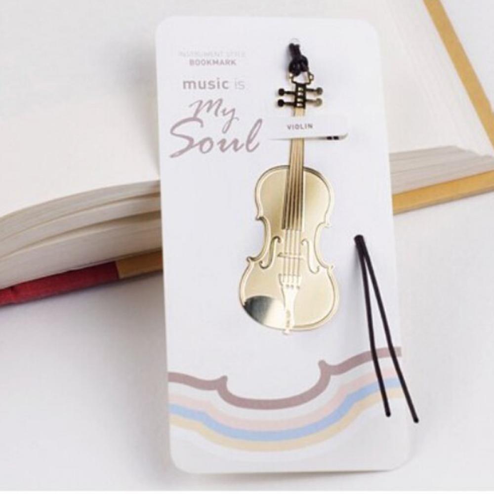 JESJELIU 1Pc Gold Plated Metal Music Instruments Violin Bookmark Book Paper Reading