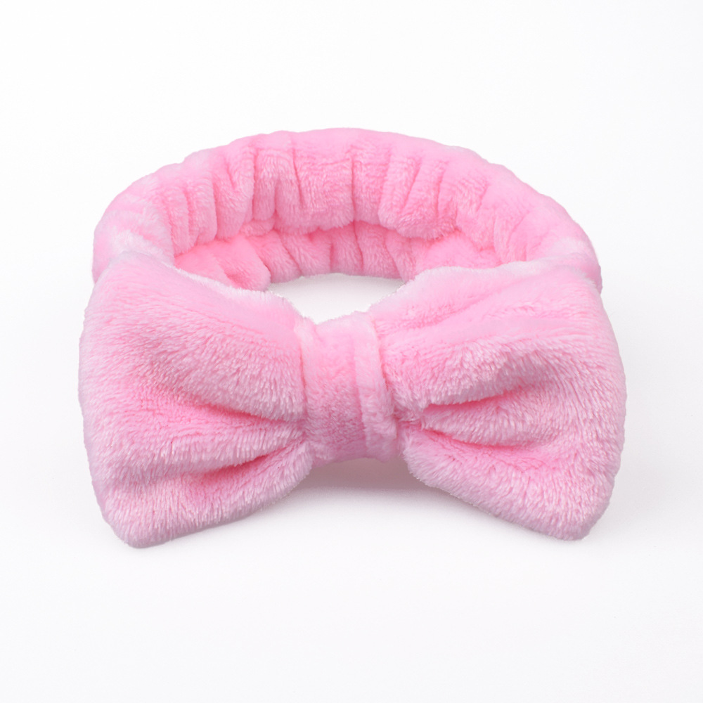 Diademas para el pelo para lavar la cara, diadema con lazo de lana Coral suave y cálida para mujeres y niñas, turbante, accesorios para el cabello de: Rosa