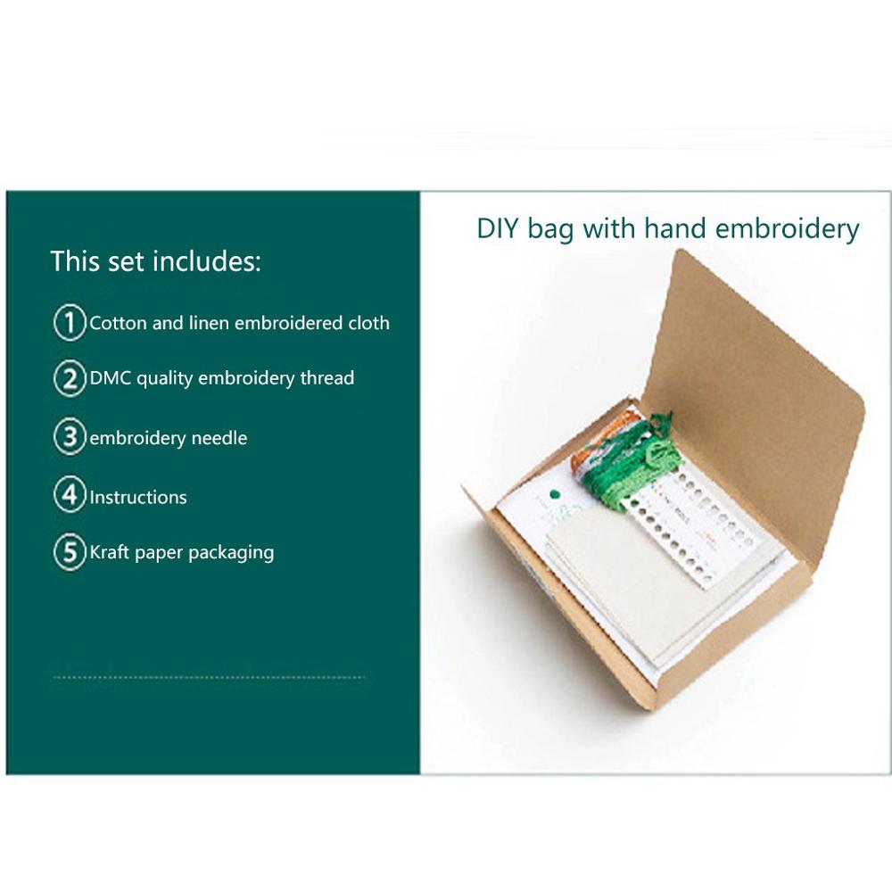 Full Range of Embroidery Cross Stitch Stamped Green Leaves Pattern Embroidery Cloth with Floral Kit Handmade DIY House Decor Q3