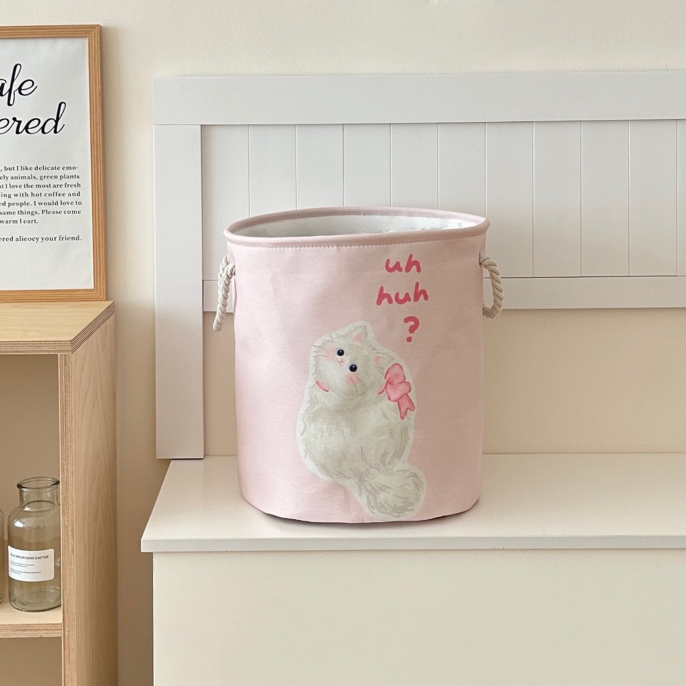Mignon avec poignées panier à linge grande capacité dessin animé ours lapin jouets panier de rangement pliable rond panier à vêtements chambre: Violet