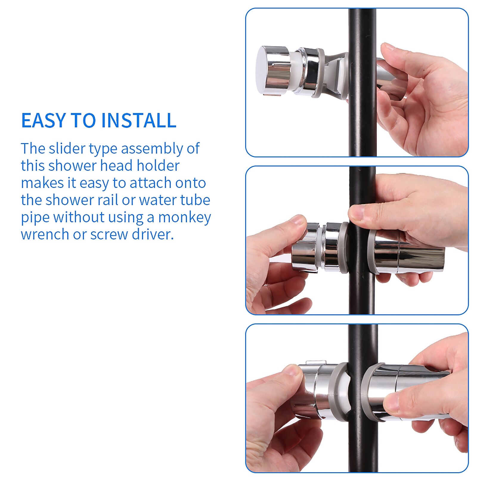 ABS Replacement Sturdy Bathroom Shower Rail Head Slider Holder Adjustable Bracket Made In Sturdy 20-2mm Shower Head Slider