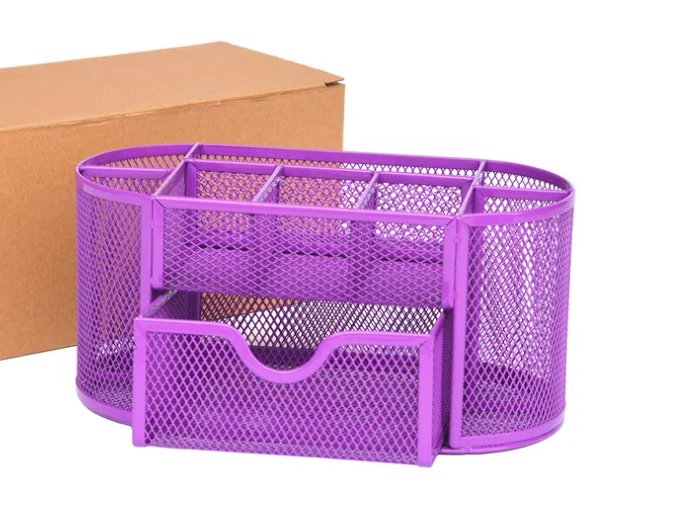 Metall Strafe Organizer Mesh Schreibtisch Organizer Tisch 9 Gitter Aufbewahrung sbox Schublade Bleistift Stift halter für Versch achtel ungs werkzeuge: Lila