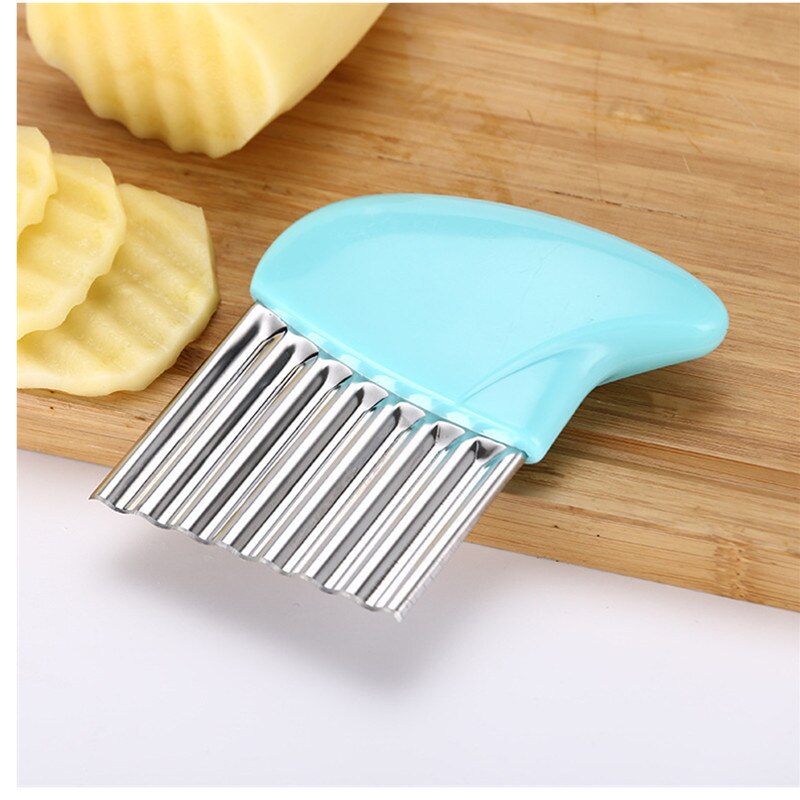 Potato Chip Wavy Cutter Vegetable Fry Fries Hand Chipper Tool Crinkle Blade Tool