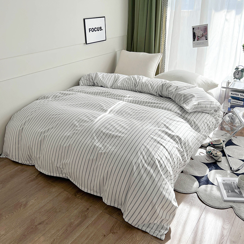 Streep Dekbedovertrek 150X200 Eenvoudige Stijl Dekbed Covers Queen Size Housse De Couette Huidvriendelijk Thuis Beddengoed (Geen Kussensloop