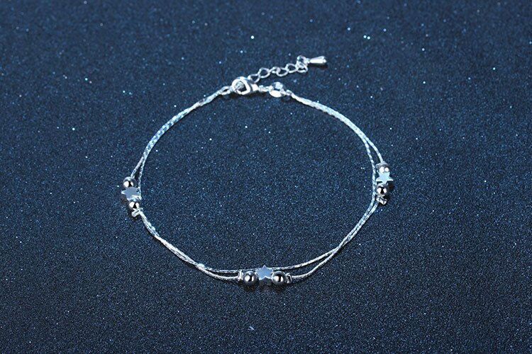 Tobillera sencilla de plata para mujer, pulsera de tobillo de longitud ajustable, variedad de opciones: E