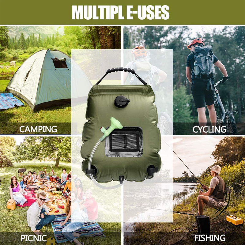 Bolsa de ducha portátil para acampar, bolsa de ducha Solar de 20l para acampar al aire libre y viajar