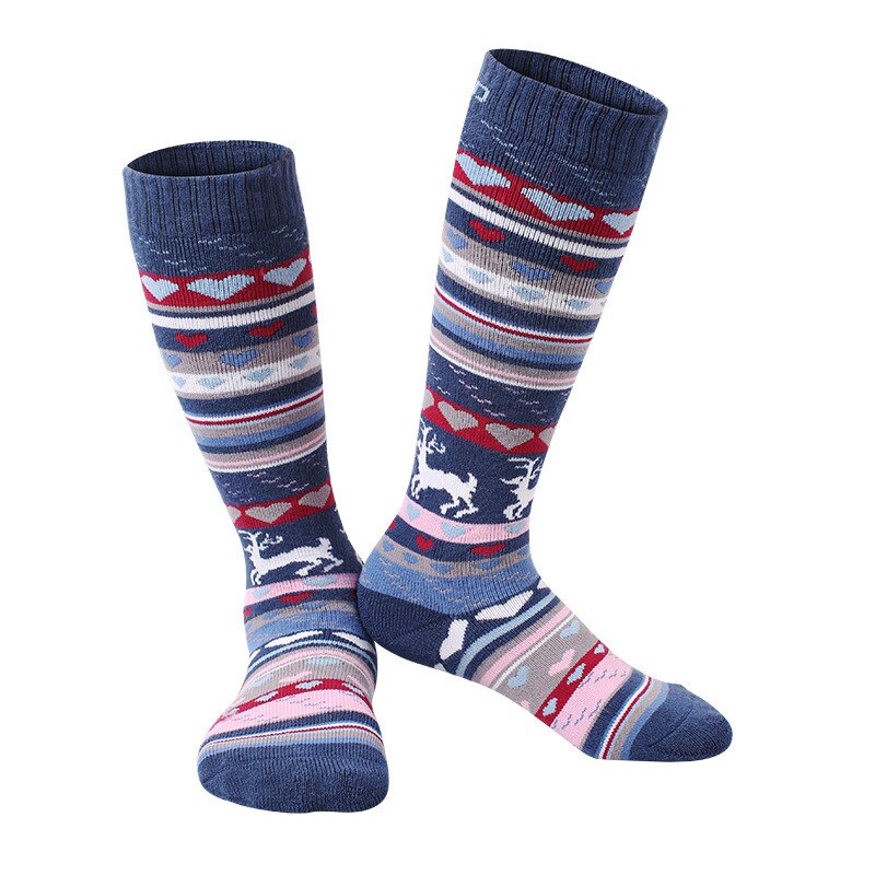 Calcetines deportivos de nieve para niños, calcetines de invierno, calcetín abrigado hasta la rodilla de secado rápido, calcetines térmicos gruesos para niños y niñas, calcetines de Snowboard: blue 075