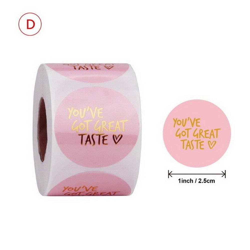 500pcs Round Labels Kraft Paper Thank You Sticker Dragees Candy Bag Flower Box Cake Boxes And Packaging Wedding Stickers: D