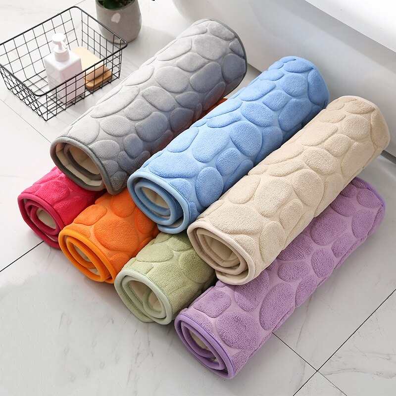 Alfombrilla de adoquines en relieve para baño, alfombra antideslizante para el suelo del baño, de espuma viscoelástica gruesa