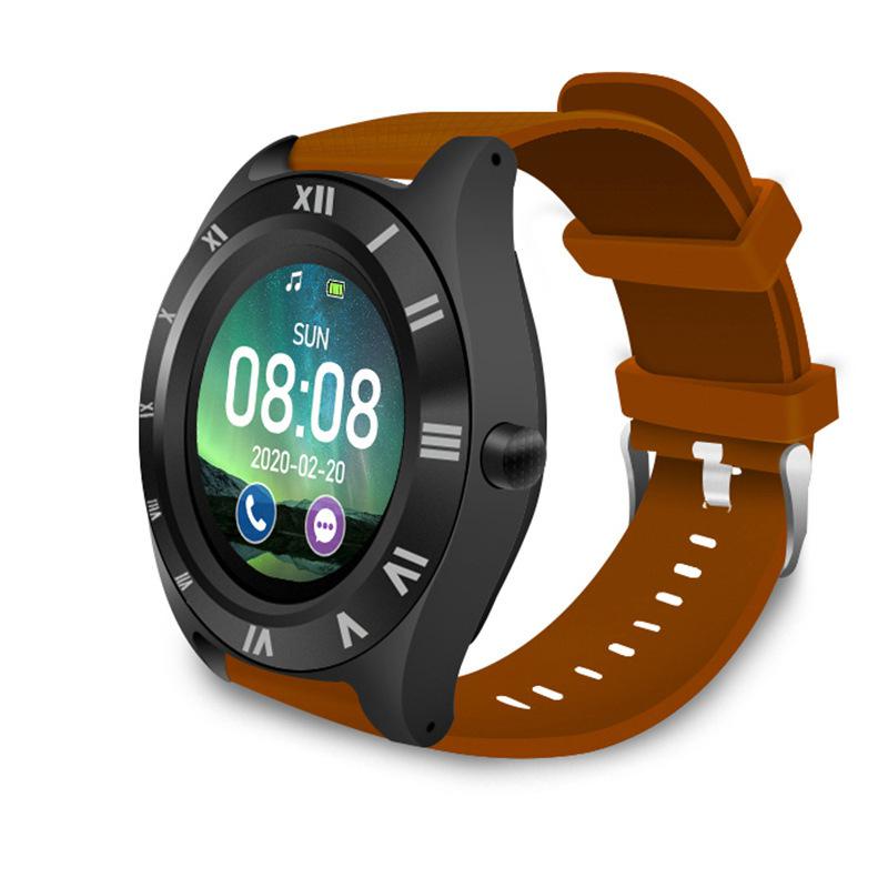 M11 Sim Smart Watch Smartwatch Men Women For Android Sport Bluetooth Metal Fitness Smart Watch TF Card Roman Character r30: Brown