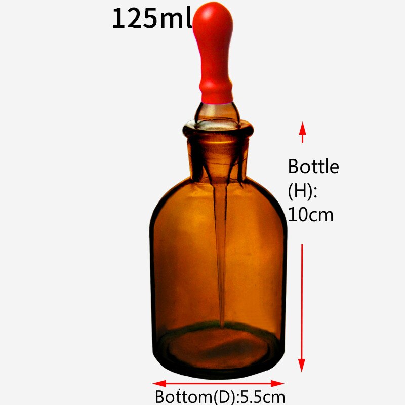 30ml 60ml 125ml Glass Drip Bottle Brown Drip Bottle with Plastic Head Chemical Experimental Transparent Lab Dropping Bottle: Brown 125ml