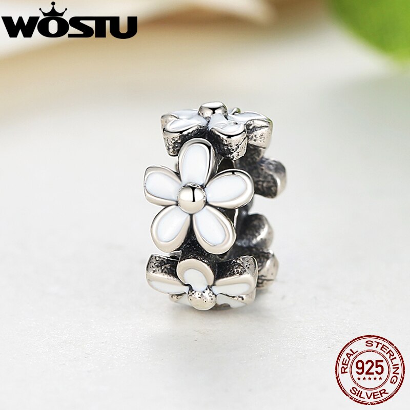 WOSTU-collier en argent Sterling 925, breloques de marguerites chérie, breloques d'espacement, originale, bijou