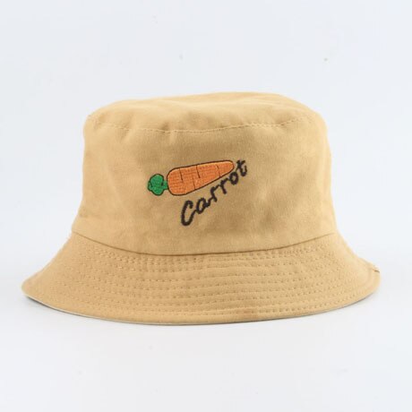 Streetwear panama bucket hattar barn barn utomhus sommar vändbar bucket hatt pojke flicka tecknad fiskehatt: Morot