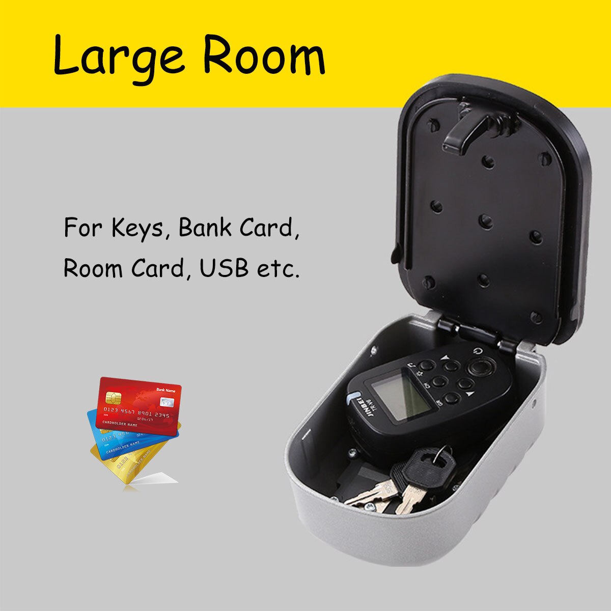 Weatherproof Key Safe Box 4 Digit Combination Key Storage Lock Box Indoor Outdoor Password Lock Hidden Keys Storage Box