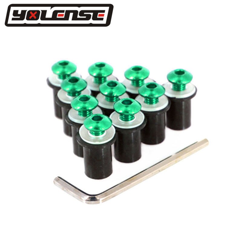 Yleiskäyttöiset 10 kpl  m5 5mm tuulilasin tuulilasin pultit ruuvisarjat suzukille  an250 an400 an650 sv400 sv650 dl650 gsf 650 sv1000: Vihreä