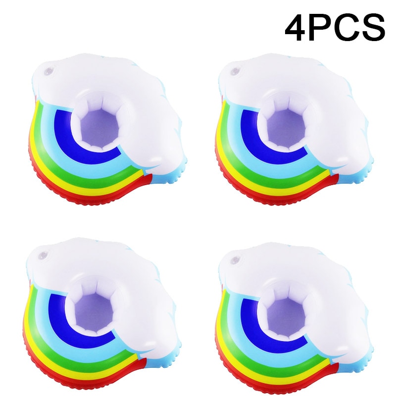 4PCS Regenbogen clou aufblasbare trinken schwimmt, aufblasbare tasse halter, schwimmen pool spielzeug für festival party schwimm sommer wasser park