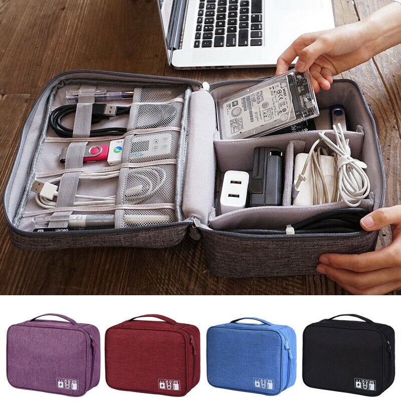 Electronics Accessories Organizer Travel Storage Hand Bag Cable USB Case Waterproof Storage Case