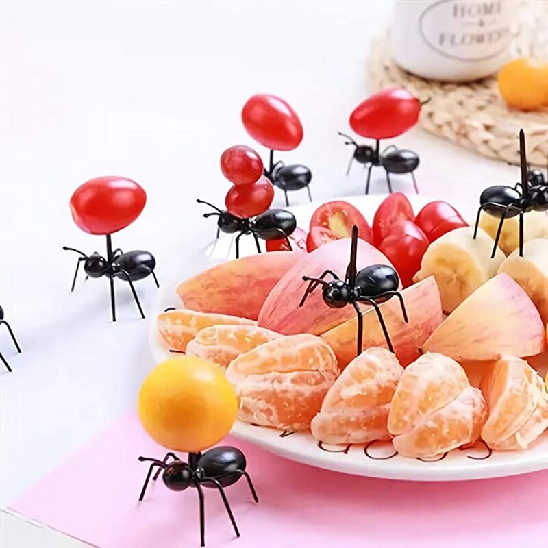 48 Pieces Reusable Ant Food Pick Fruit Toothpicks Dessert Fork Animal Appetizer Forks Cocktail Picks for Snack Cake Dessert