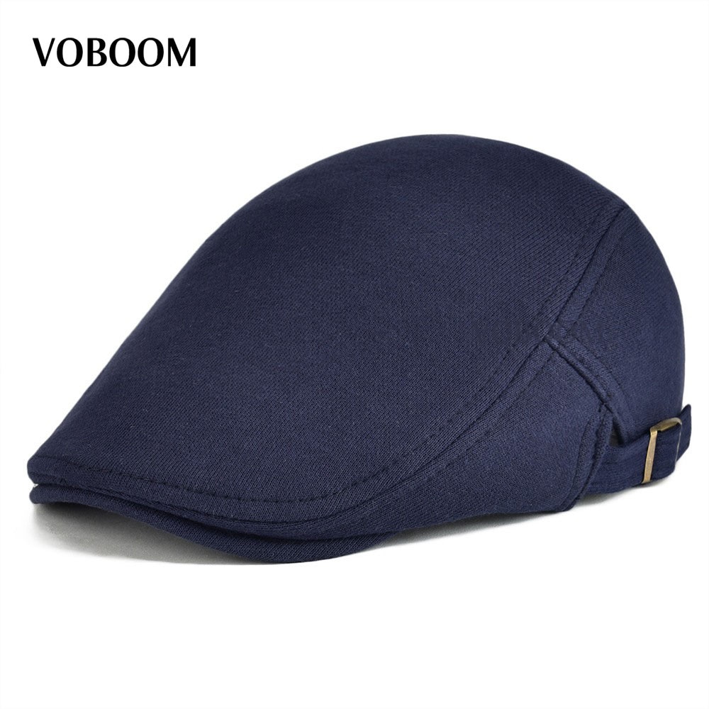 Cotton Men Women Navy Blue Flat Ivy Cap Soft Solid Color Driving Cabbie Hat Adjustable Newsboy Caps 039
