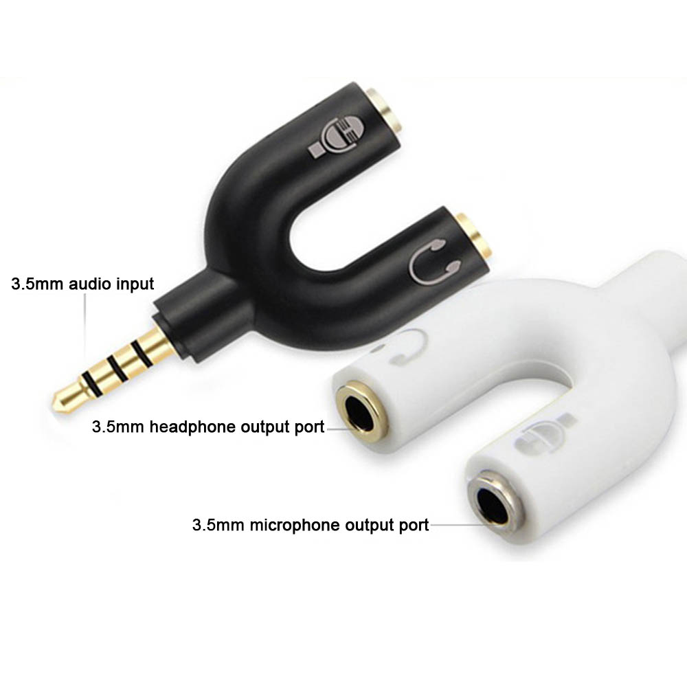 U-typadapter dubbelt 3.5 mm- jacksgränssnitt hörlurskontakt ljudkablar splitter mikrofon 2 -i- 1 -kontakt för xiaomi huawei  mp3/4