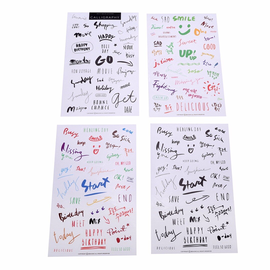 8 Sheets Simple Diary Paper Sticker for Diary Notebook Mobile Phone Journal DIY Ablum Diary Scrapbooking Label Decoration