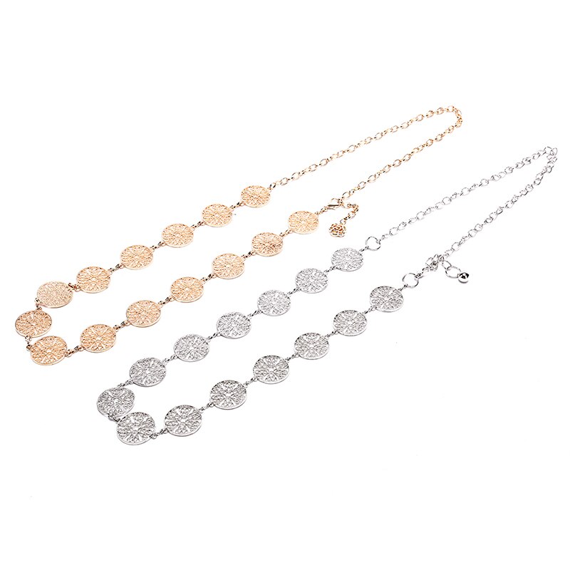 Cinturón de hojas de de Metal para mujer, cinturón de aleación, decoración de hojas, cadena fina dorada, 105cm,