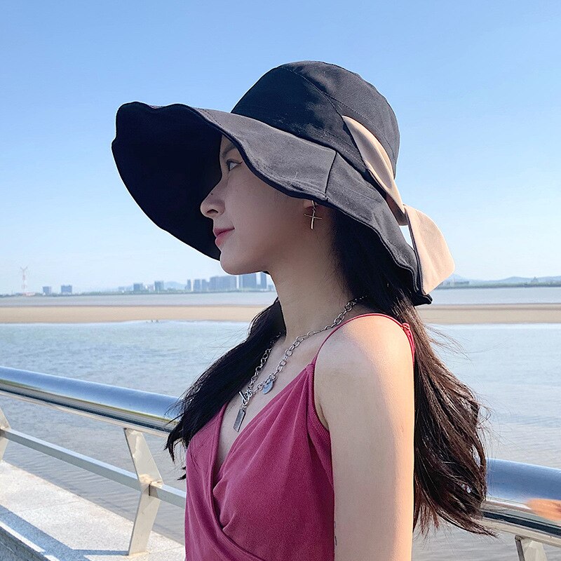 Vrouwen Vlinderdas Emmer Hoed Voor Dames Reizen Strand Zonnehoed Casual Brede Rand Visser Cap Zomer Lente Vouw zonnehoed