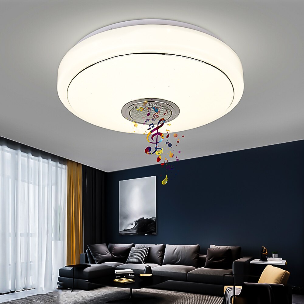 SUNYIMA Bluetooth musique Led lustre de plafond avec haut-parleur de basse 36W 72W télécommande colorée lumière de LED à changement de couleur