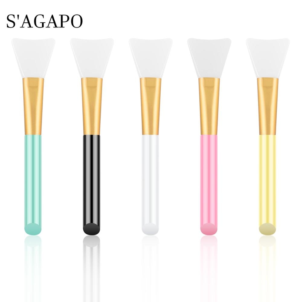 S'AGAPO 1PCS Face Beauty Silicone Facial Mask Brush Soft Head Silicone Brush Homemade Makeup Mask Application Brush