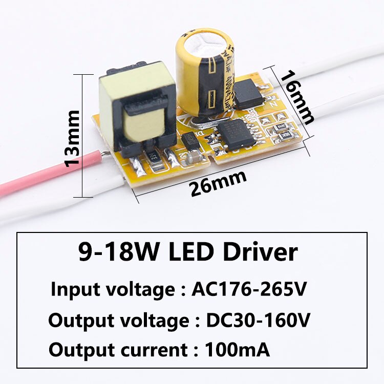 LED Driver 9W-18W Power Supply Constant Current 70-130mA DC30-160V Automatic Voltage Control Lighting Transformers For LED: New 9-18W 100mA