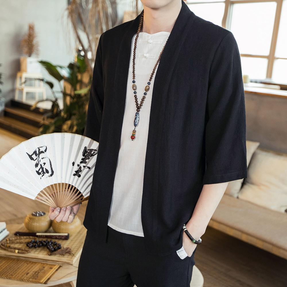 Vêtements traditionnels chinois pour hommes Oriental homme Bomber veste Kung Fu Wushu vêtements chinois lin chemises hommes hauts CN-118