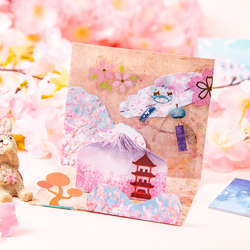 COO NOTE 60 Pages Romantic cherry blossom notes Sticky Memo Pad School Stationery Supplies