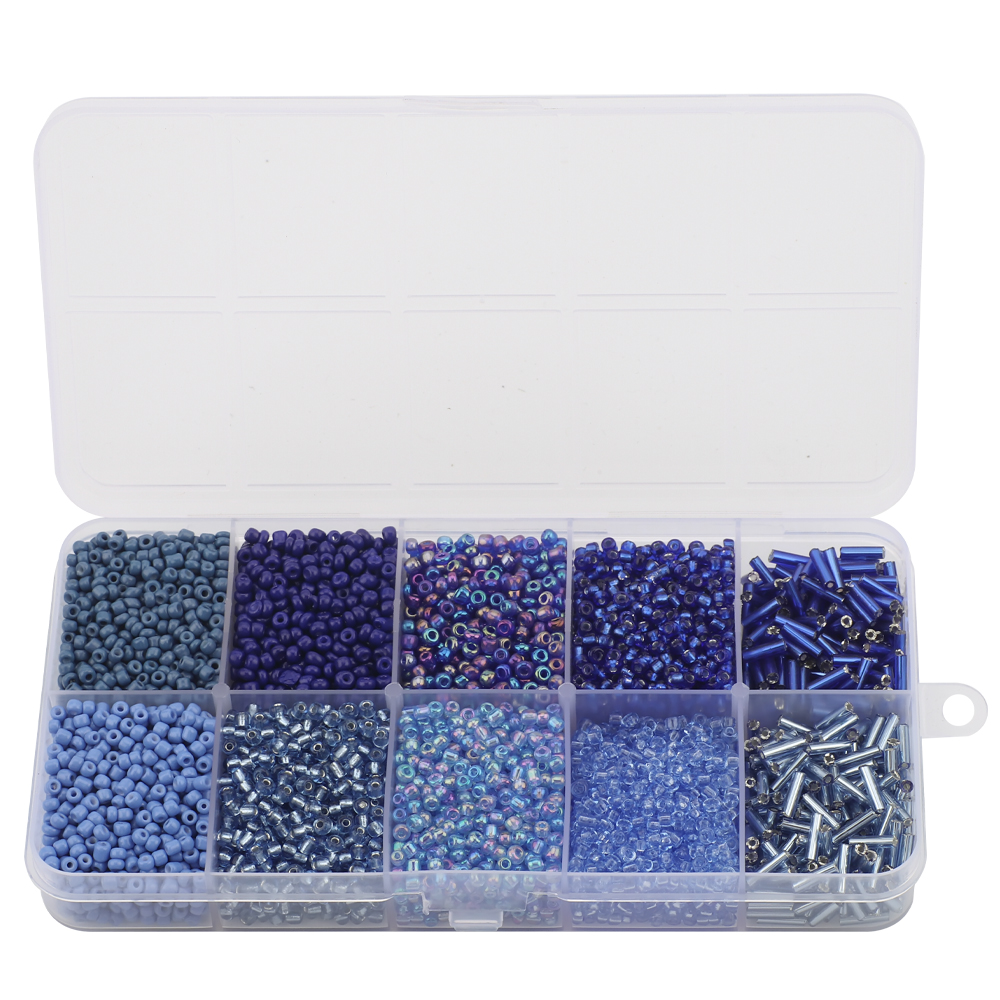 130g/set Glass Round Seed Beads Tube Loose Beads DIY Bracelet Necklace Czech Crystal For Jewelry Making Handmade Accessories: Blue