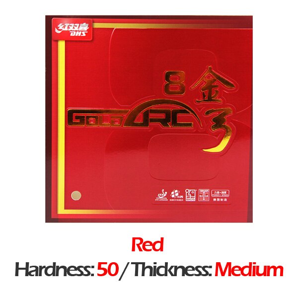 DHS-tenis de mesa GoldArc 8, Alemania tech, granos rojos o negros, goma de Ping Pong con esponja para tenis de mesa: H50 Medium RED