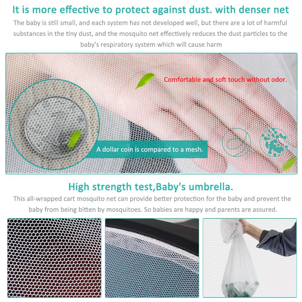 Bebé Red Anti-mosquitos para carrito Universal Cortina hasta el suelo Sol de protección UV Mosquito red plegable PE Material de protección del medio ambiente