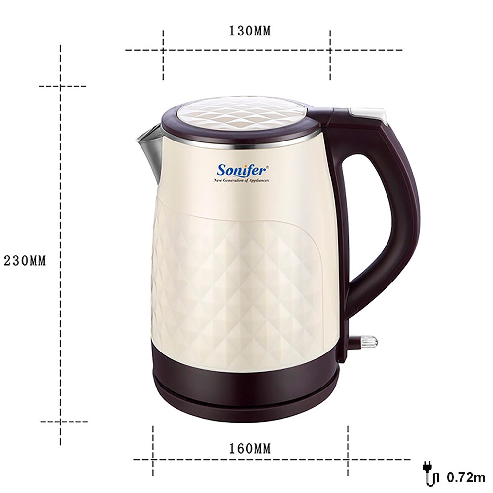 Sonifer – bouilloire électrique sans fil en acier inoxydable 304, théière bouillante à chauffage rapide, 1850W, 1,8 l