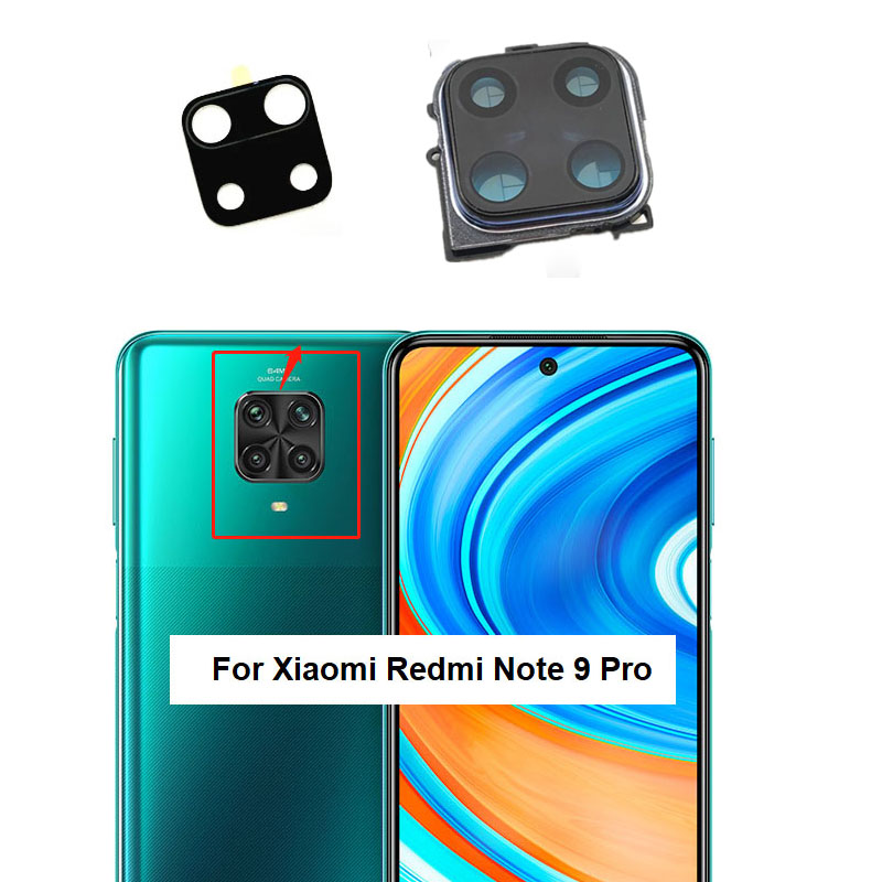 Lentille de caméra arrière pour Xiaomi Redmi Note 9 PRO 9S, verre de caméra arrière avec cadre, autocollant adhésif