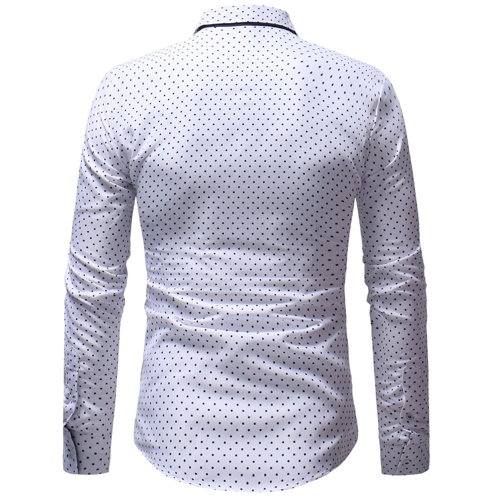 Luxe overhemd heren casual slim fit stippenprint lange mouwen overhemd camisa social formeel overhemd heren manche longue 5